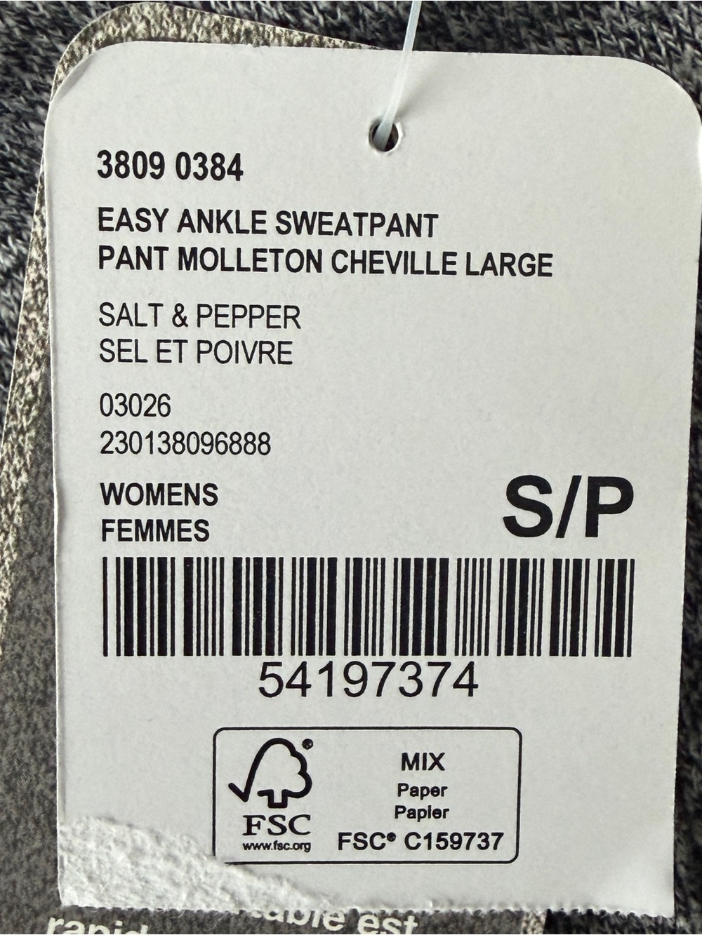 NEW Roots Gray Easy Ankle Sweatpants Organic Cotton Salt & Pepper - NWT - Picture 7 of 11